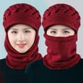thumbnail image 2 of Womens Winter Hats Beanie Hats for women Solid Winter Outdoor Knit Scarf With Hat Cover Knitted Integrated Hat, 2 of 4