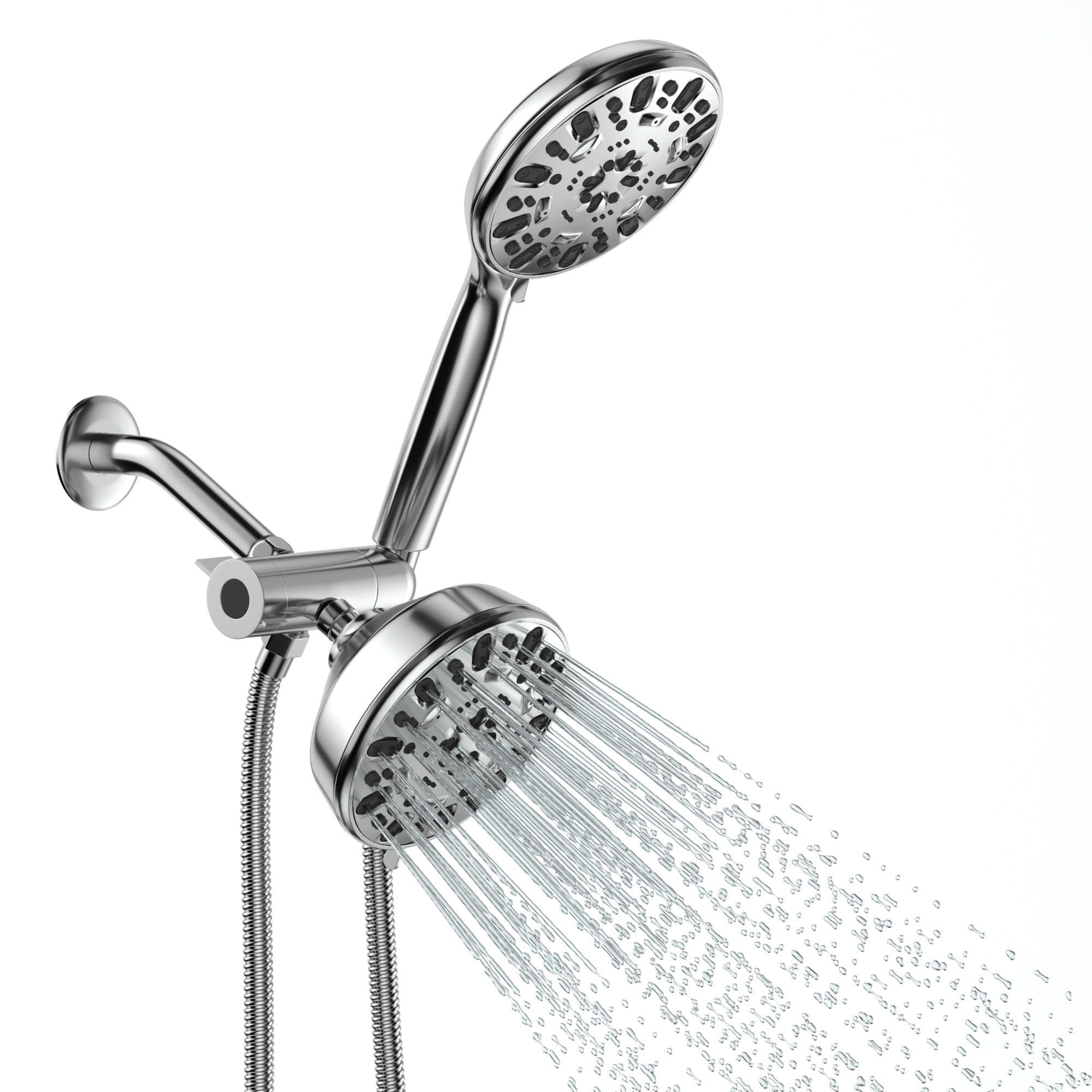 5 in. Dual Shower Head Combo with No Drill Hand Held Shower Head,7Mode