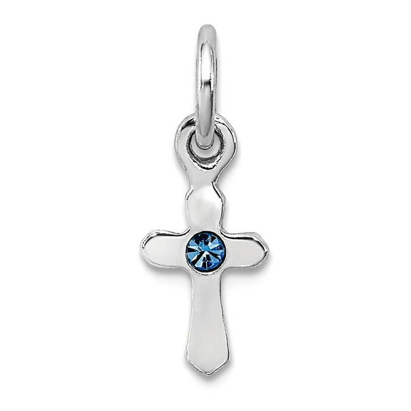 925 Sterling Silver Polished Rh Plated Preciosca Crystal Dec Religious Faith Cross Pendant Necklace 17x5.91mm Wide Penda