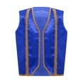 thumbnail image 3 of iiniim Kids Medieval Outfits Arabian Prince Fancy Dress Sleeveless Suit Vest with Satin Harem Pants Royal Blue 12, 3 of 7