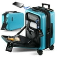 thumbnail image 3 of StorageBud 22" Lightweight Luggage Suitcase, Hard Shell Carry On Luggage Set Spinner Wheels (checked), Teal, 3 of 6
