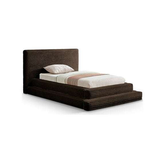 Meridian Furniture Drew Brown Corduroy Fabric Twin Bed