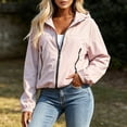 thumbnail image 5 of Husipze Women's Lightweight Full Zip Cropped Jacket Outdoor Long Sleeve Sun Protection Solid Color Hooded Hiking Jacket Windbreaker Pink S, 5 of 7