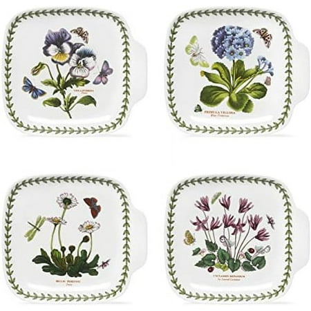 

Garden Canape Plates | Set Of 4 Appetizer Plates | Assorted Floral Motifs | Made From Porcelain | 7.25 Inch | Dishwasher And Microwave Safe