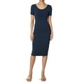 thumbnail image 1 of TheMogan Robe Midi Moulante en Jersey de Coton Extensible à Manches Courtes pour Femmes, 1 of 6