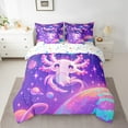 thumbnail image 2 of Feelyou Boba Purple Axolotl Bedding Comforter Set 7pcs, Cartoon Planet Queen Bedding Sets, Outer Space Galaxy Queen Sheet Sets, Breathable Room Decorative, 2 of 7