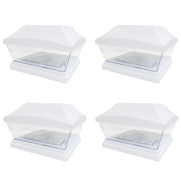iGlow 4 Pack Copper / White Outdoor Garden 6 x 6 Solar SMD LED Post Deck Cap Square Fence Light Landscape PVC Vinyl Wood