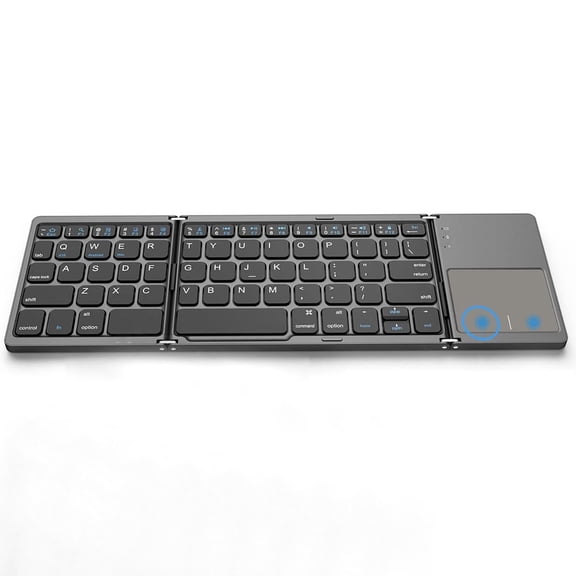 Tri-Fold Portable Bluetooth Keyboard with Integrated Touchpad, Gray