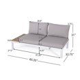 thumbnail image 6 of Kenzie Outdoor 4 Piece Aluminum and Wood V-Shaped Sofa Set with Cushions, Light Gray, White, 6 of 15