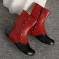thumbnail image 6 of Woman Boots Flat Heel Round Toe Mid Calf Flats for Women Casual Winter Warm Short Boots Solid Color Winter Shoes for Women Red 7, 6 of 10