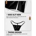 thumbnail image 5 of Ausing Womens Mini Skirt PU Leather Bra Top Glossy Metallic Triangle Bikini Shiny Rave Outfits Bunny Costume Halter Crop with G-String Ears Headband 4pc Black M, 5 of 7