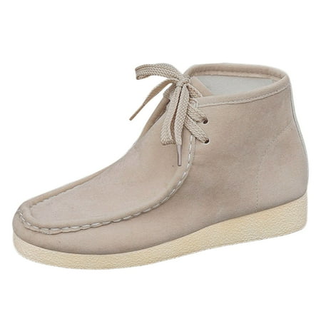 

ZAROYEAX Women s Autumn and Winter Retro Solid Colour Suede Short Boots