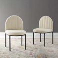 thumbnail image 2 of Side Dining Chair, Set of 2, Fabric, Black Beige, Modern Contemporary Urban Design, Kitchen Room Cafe Bistro Restaurant Hospitality, 2 of 7