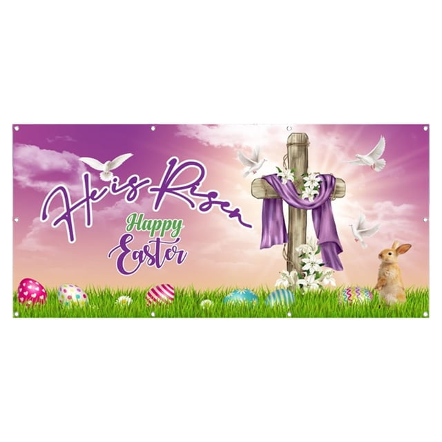 SXcggal Happy Easter Garage Door Cover Easter Resurrection Of Decoration Easter He Is Risen Garage Door Cover Garage Door Banner Easter Display Banner Easter Party Practical Flags Banners