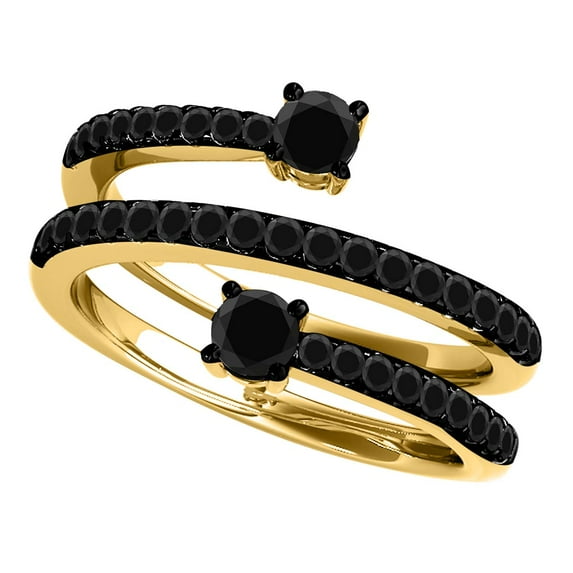Aonejewelry 0.70Ct. Ttw Unique Swirl Design Black Diamond Ring In 10K Yellow Gold