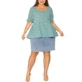 thumbnail image 2 of Agnes Orinda Women's Plus Peplum Ruffle Babydoll Short Sleeve Tops 4X Green, 2 of 6