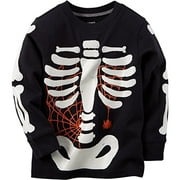 Carter's Baby Boys' Long-sleeve Halloween Tee (9 Months, Black Skeleton)