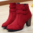 thumbnail image 6 of Women's Mid Calf Boots Retro Heel On Booties Comfortable Sole Casual Daily Wear Travel Dating Outfits,Color:Red,Size:5.5, 6 of 9