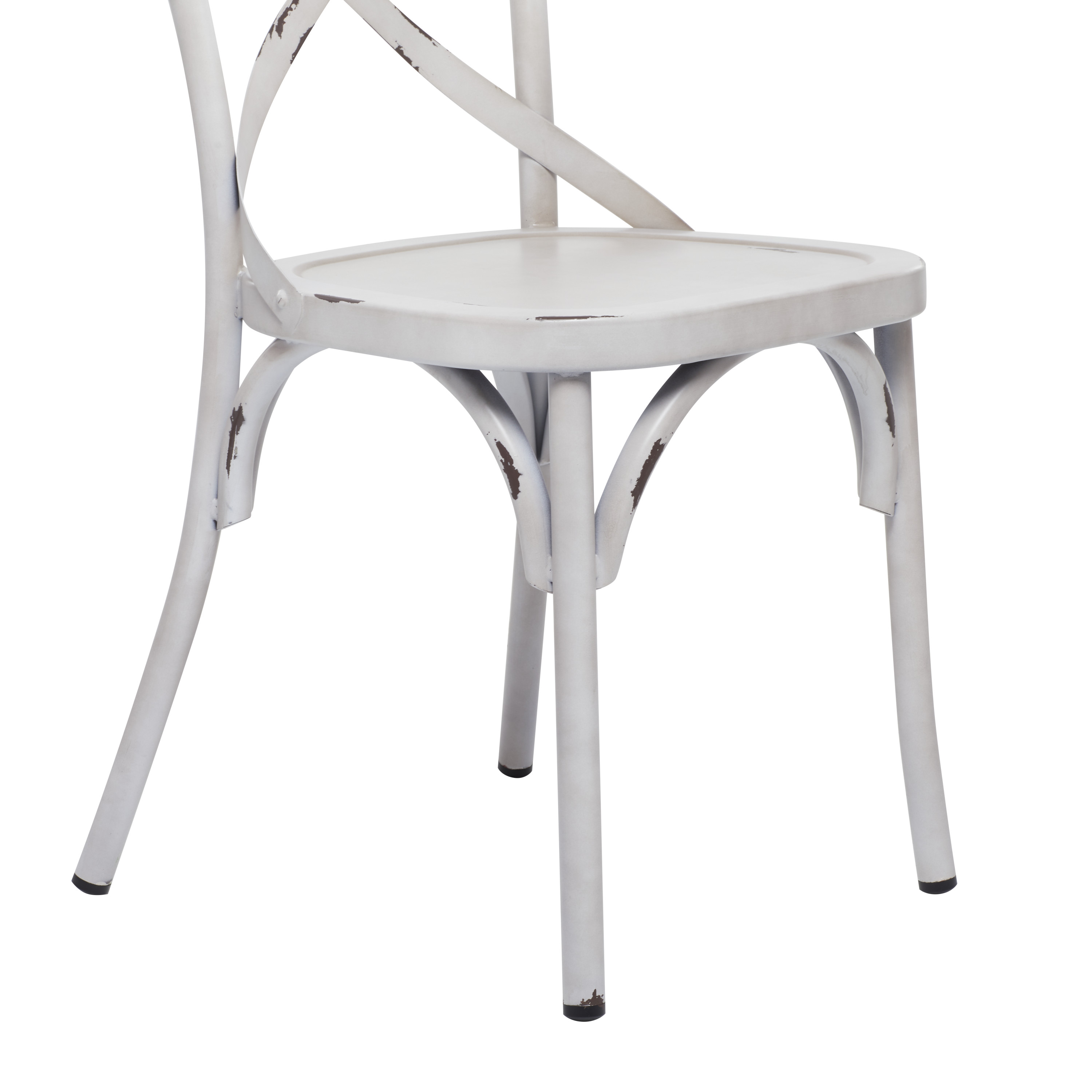 DecMode 19"W, 35"H Metal Farmhouse Outdoor Dining Chair, White, 2-Piece