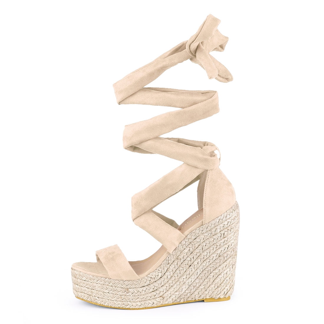 beige platform wedges