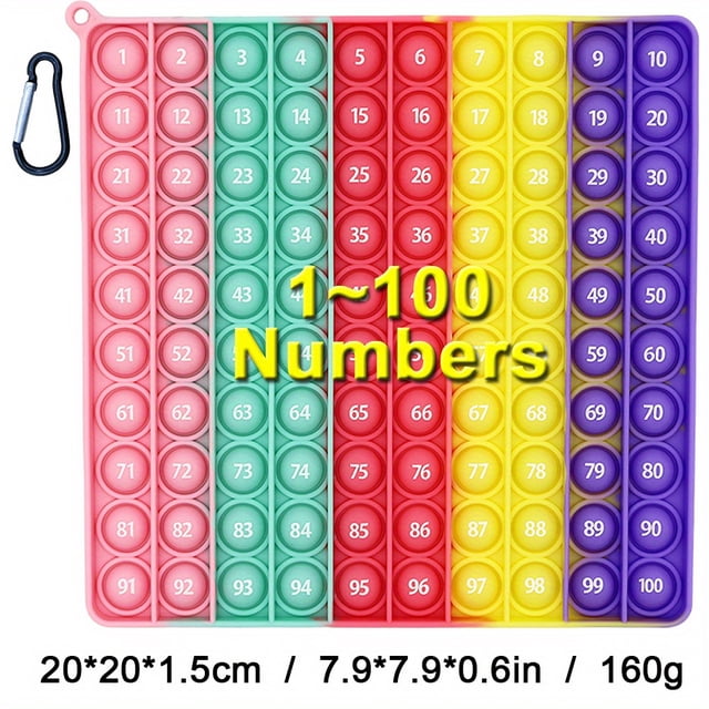 20.07cm/7.9in 1~100 Numbers Push Pop Bubble Fidget Sensory Educational Pop Toys, Math Teaching Pop Toys For Preschool Kids Students Teachers