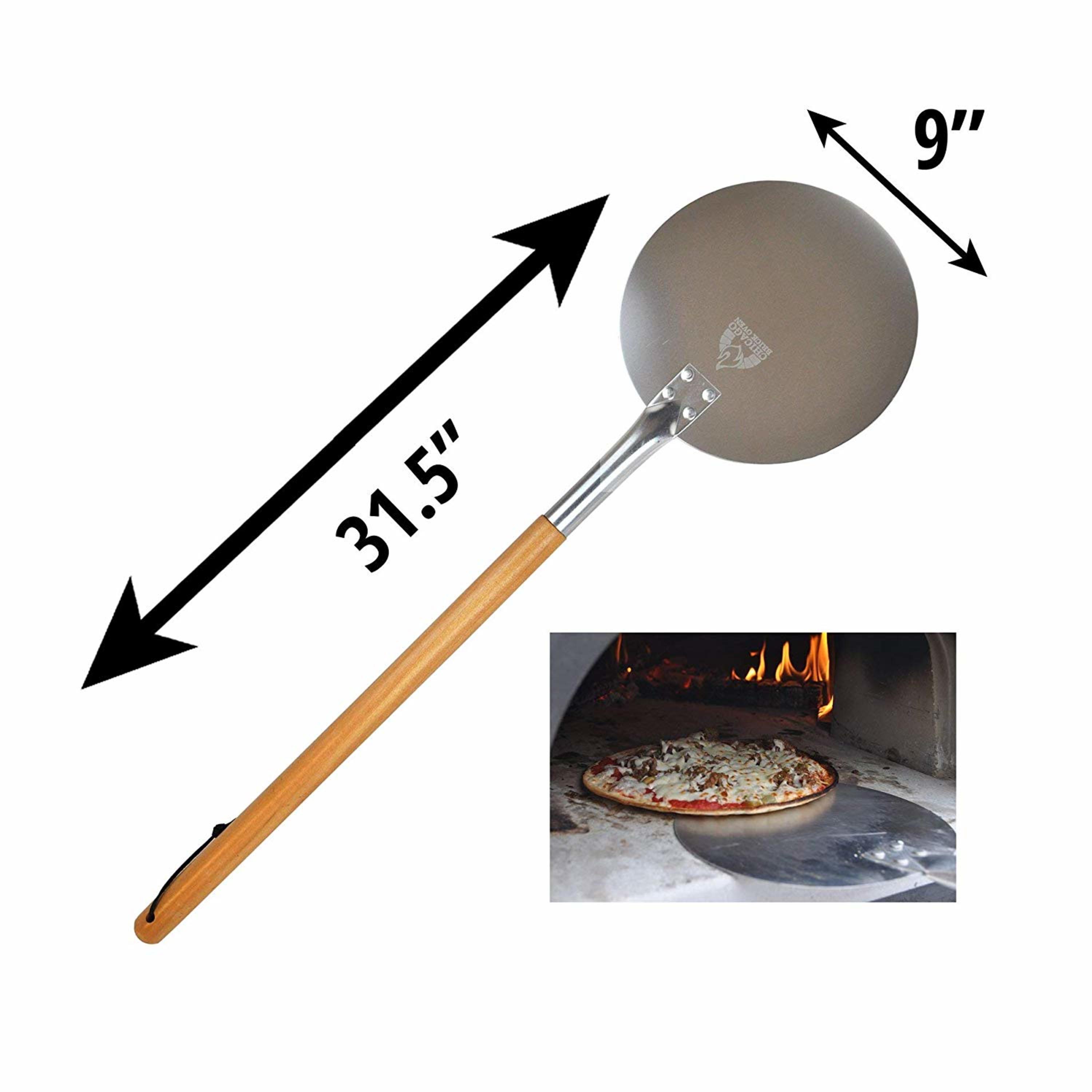 Aluminum Pizza Peel 9"- Turning Pizza Paddle with Leather Strap and Detachable Wood Handle - image 3 of 7