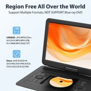 17.9 Portable DVD Player-With 15.6 HD Swivel Screen,, 6 Hours Rechargeable Battery, Support CD/DVD/USB/SD Card/Sync TV,Car Charger