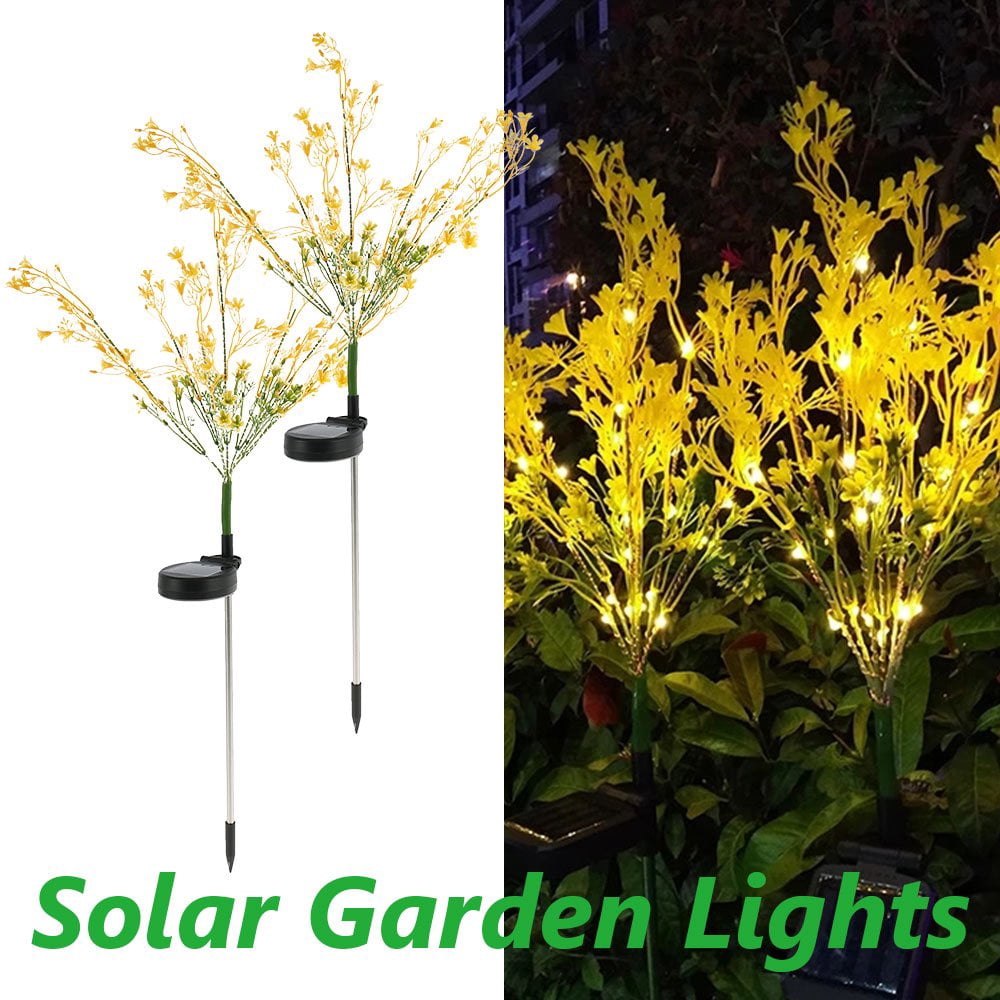 2pcs Solar Garden Lights Outdoor Solar Light Stakes Garden Flowers Lights Decorative Stake Light for Patio  Yard  Pathway  Party Garden Decoration