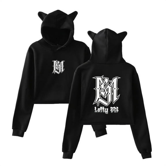 Rapper Lefty Sm Cat Ear Hoodie Hip Hop Bear Ear Sweatshirt Casual Short Clothing