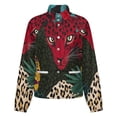 thumbnail image 5 of Jackets for Women Winter Coat Jackets Flannel Stand Collar Jacket(Red Jaguar Tropical Jungle Art,Size:S-4XL), 5 of 7