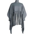 thumbnail image 4 of NRTHYE - Poncho para mujer, cuello alto, manga larga, con flecos, talla grande Zhivalor HMFJ296-27, 4 of 7