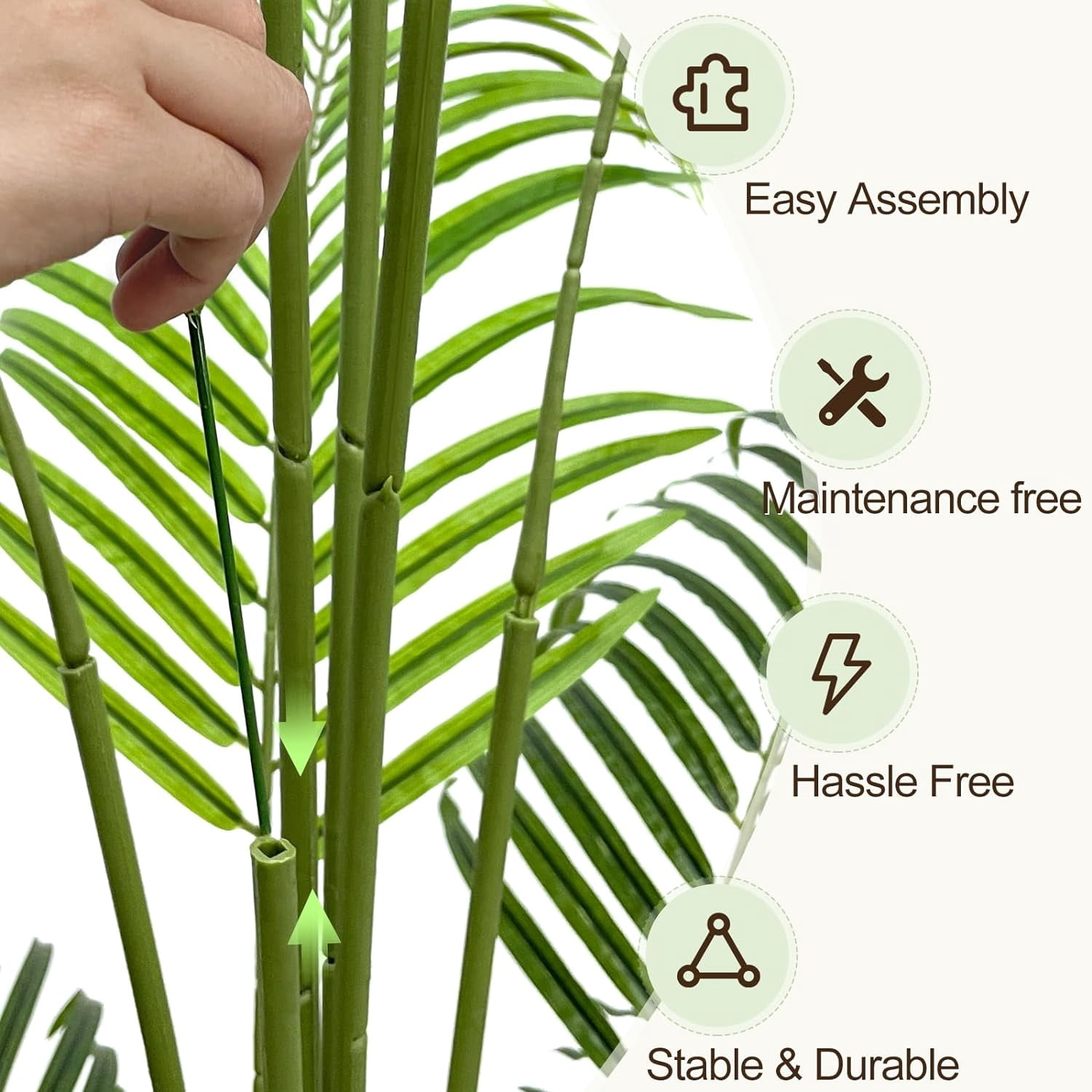 Keeplush 5.5ft Artificial Palm Tree Indoor Plant Tall Fake Tropical Paradise Palm Tree in Pot with Real Bark Design Faux Areca Palm Tree for Home Office Living Room Bedroom Farmhouse Modern Decor