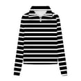 thumbnail image 4 of HAiming Womens Striped Sweatshirt Stand Collar Quarter Zip Long Sleeve Pullover Tops Trendy Clothes, 4 of 5
