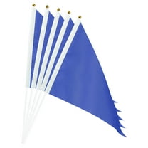 Uxcell 11.8'' x7.8'' Flag Stick Hand Held Mini Flag Triangle Plastic Polyester Blue 12Pcs