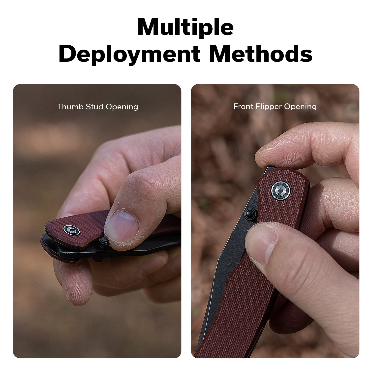 CIVIVI Clingman Pocket Folding Knife with Titanium Reversible Clip, 2.99" Nitro-V Blade G10 Handle Liner Lock Knife C23065-2 (Burgundy)