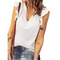 thumbnail image 2 of Blusa Informal de Verano con Volantes y Corta para Mujer, Cuello en V, Blusa de Trabajo, Elegante Camiseta de Oficina M, 2 of 7