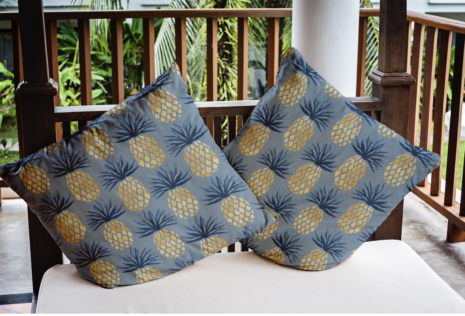Simply Daisy 18" x 18" Pineapple Stripes Nautical Indoor/Outdoor Throw Pillow