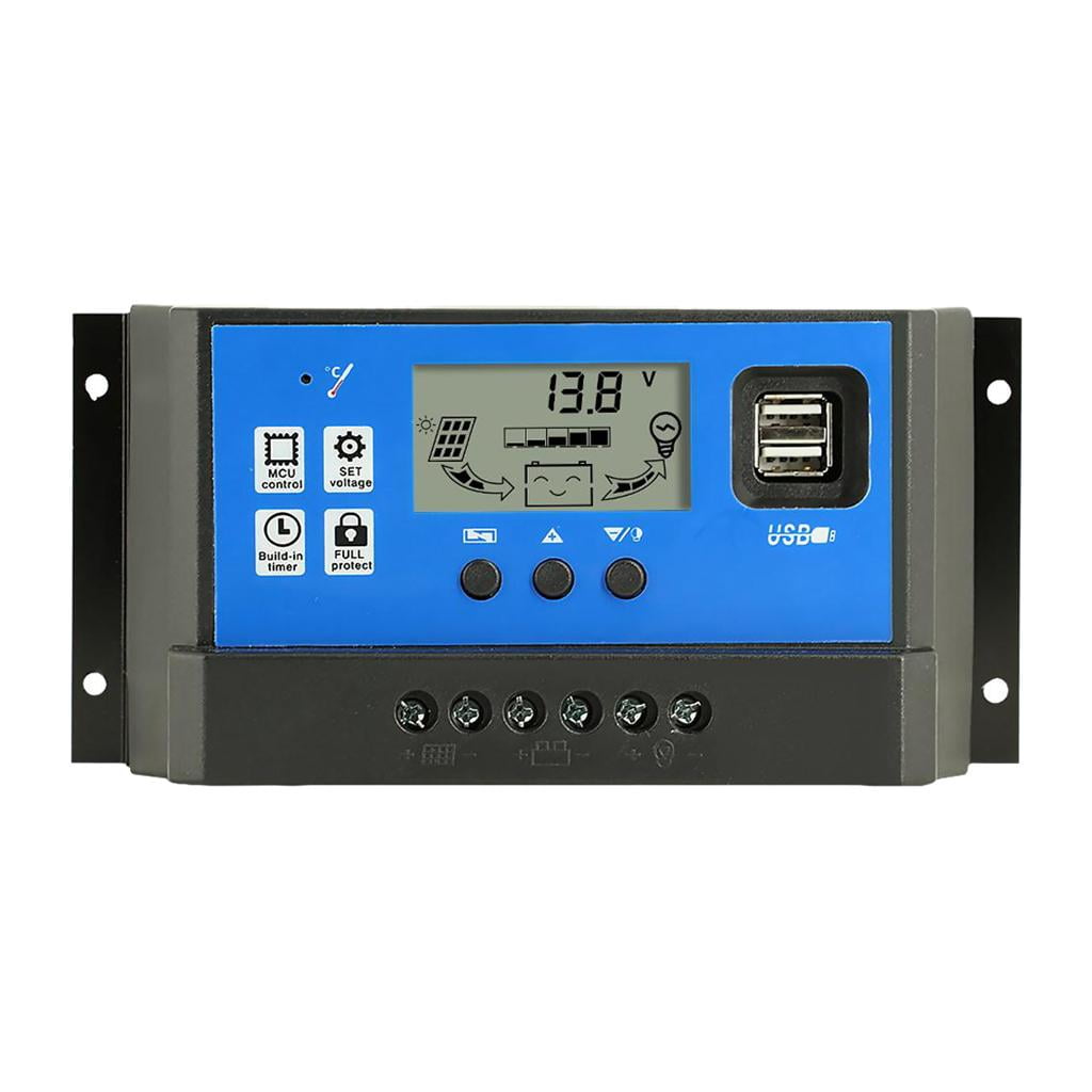 10-50A PWM Solar Charge Controller Panel Battery Regulator Dual USB 12/24V LCD 