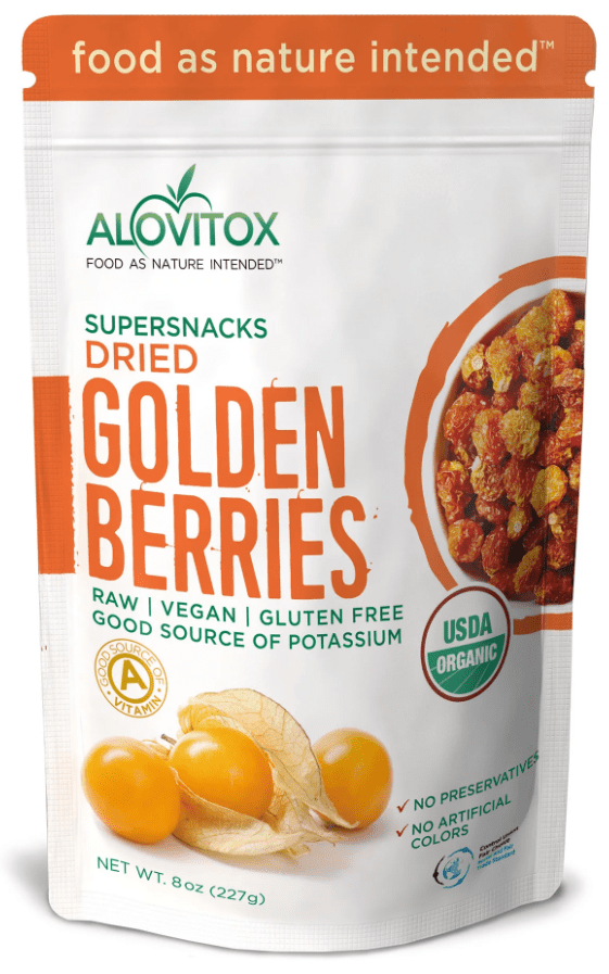 Alovitox Certified Sun Dried Golden Berries Raw, Fresh & USDA Organic Gluten Free, Vegan