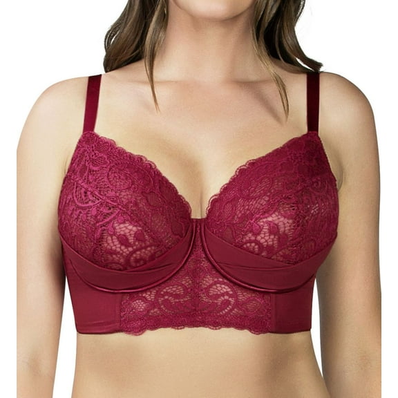 Women's Parfait P5632 Cora Unlined Longline Bra (Crimson 32DD)