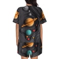 thumbnail image 6 of Uemuo Solar System Paper Art Pattern Women's Short-Sleeved Pajama, Button-Front Loungewear, 2-Piece Summer Sleepwear, Elastic Drawstring Shorts-Large, 6 of 7