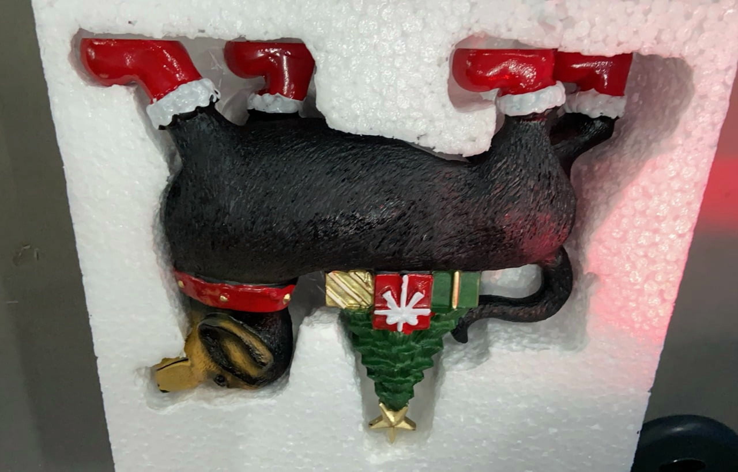 Lighted Blow Mold Dachshund Outdoor Christmas Decoration with Scarf, Boots & Tree Black Holiday Décor for Yard or Porch, 8“