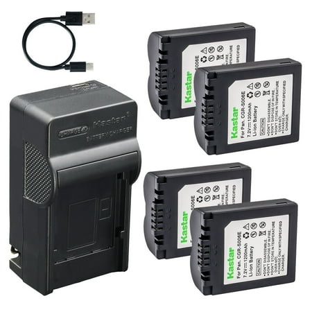 Kastar 4-Pack Battery and AC & USB-C Charger Compatible with Panasonic DMW-BMA7 CGA-S006 S006E and Leica BP-DC5 Works with Panasonic Lumix DMC-FZ7 FZ8 FZ18 FZ28 FZ30 FZ35 FZ38 FZ50 & Leica V-LUX1