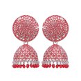 thumbnail image 1 of Crunchy Fashion Bollywood Jewellery Traditional Ethnic Bridal Bride Wedding Bridesmaid Oxidised Silver Enamel Red Pearl Pearls Jhumka Earrings, 1 of 2