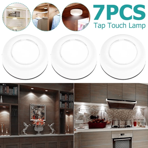 Lieonvis 7 Uds Luz Nocturna Inalámbrica LED Alimentada por Batería Lámpara Táctil LED Luz de Empuje Inalámbrica Luz Táctil Inalámbrica Luz LED Táctil Activada Encendido/apagado Luces Nocturnas para Armarios Gabinetes Cou