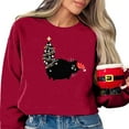 thumbnail image 1 of WEAIXIMIUNG Sweat à Capuche Rayé pour Femmes 3X Motif de Noël Mignon Col Rond Manches Longues pour Femmes Pull Décontracté de Vacances, 1 of 3