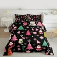 thumbnail image 2 of Feelyou Kawaii Santa Claus Full Size Comforter Sets, Winter Christmas Snowman Bedding Comforter Set, Pink Xams Tree Reversible Bedding Sets, Luxury Bedroom Decor, 3 Pieces, 2 of 8