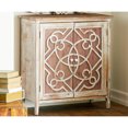 thumbnail image 3 of DecMode 28" x 31" Light Brown Wood 1 Shelf and 2 Door Geometric Cabinet with Carved Relief Overlay, 1-Piece, 3 of 17