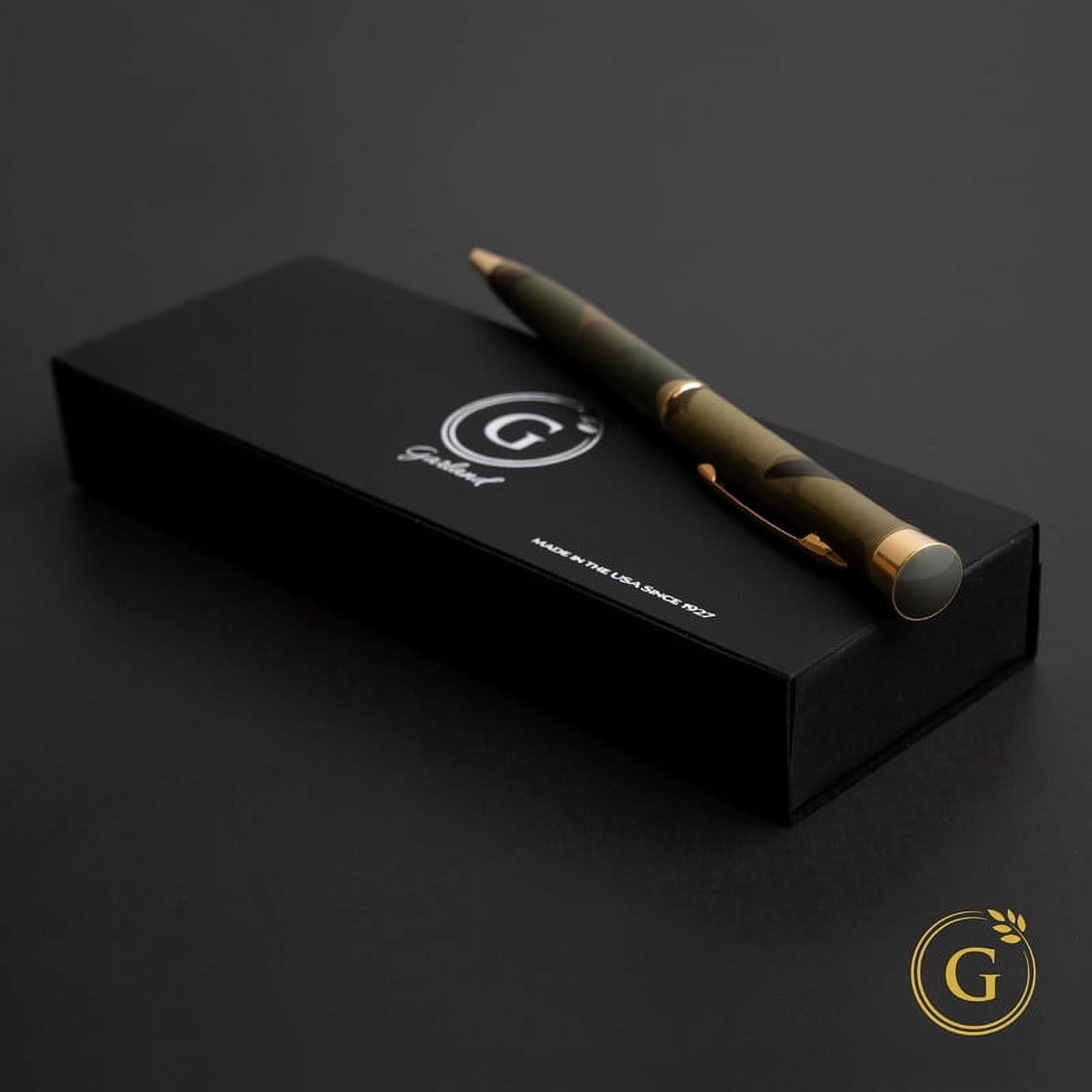 Garland Metal Twist Pen– Made in USA- Camo Design with 24k Gold Finish, Gift for Executive, Client, Graduate, Professional Look, Classy Gift Box, Refillable