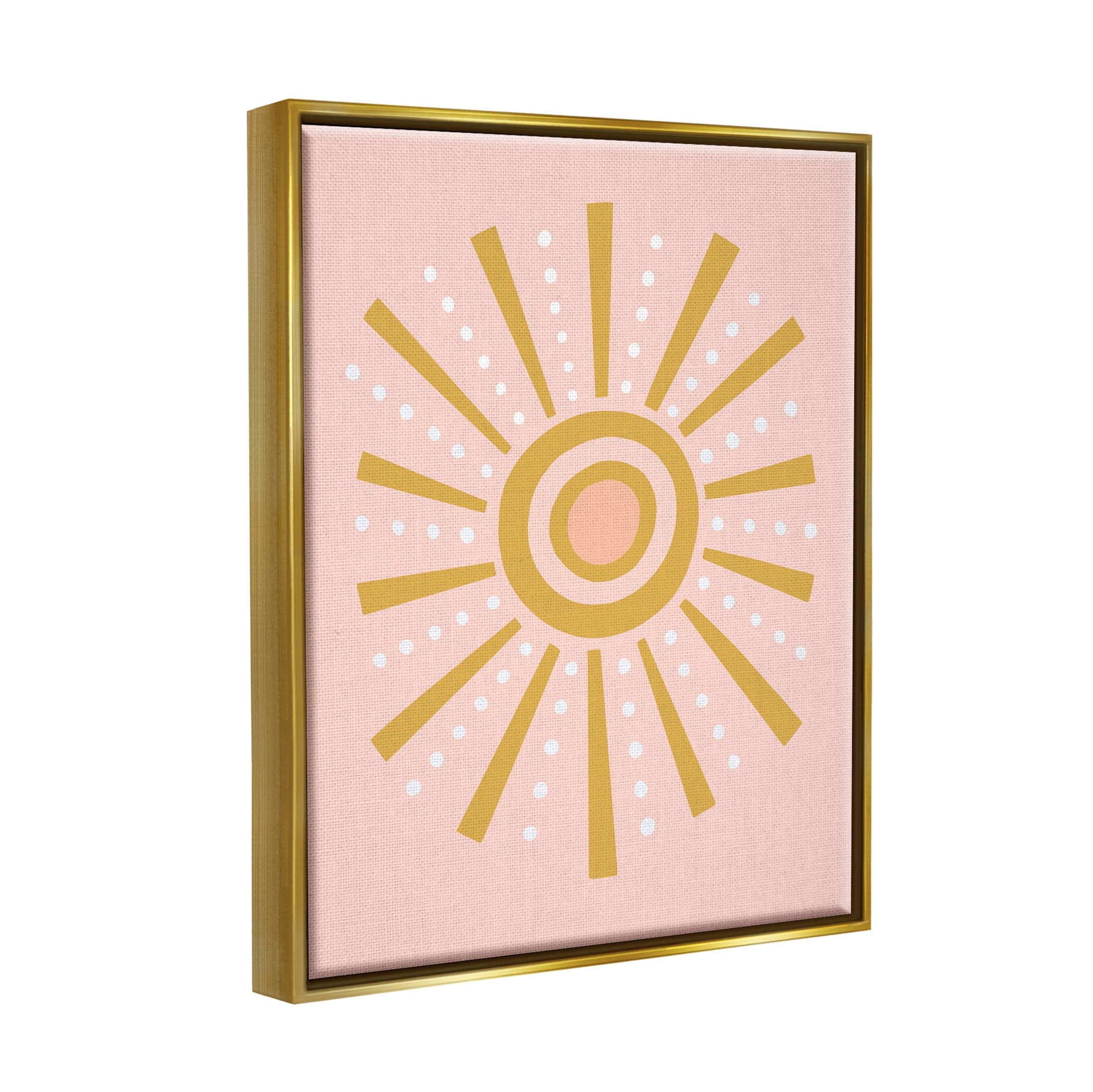 Stupell Industries Whimsical Sun Rays Pattern Graphic Art Metallic Gold Floating Framed Canvas Print Wall Art, Design by Nina Seven